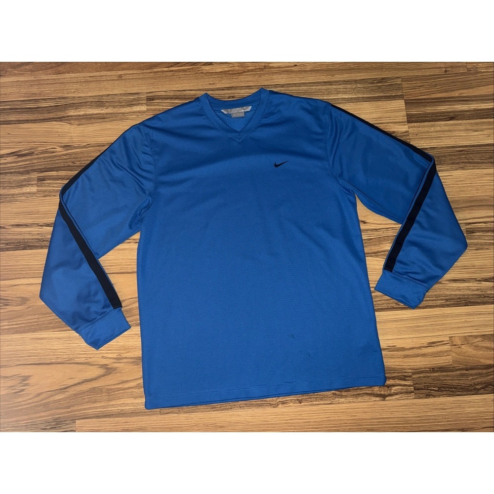 Vintage Nike Gray Tag Blue‎ Pullover Essential Crewneck Striped Shirt Men's M